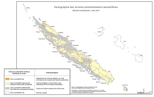 Cartographie de l'amiante environnemental en Nouvelle-Calédonie (SGNC - 2010)