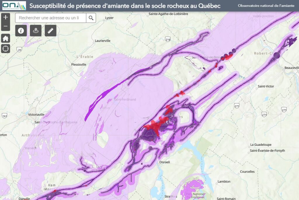Zoom sur la région de Thetford Mines